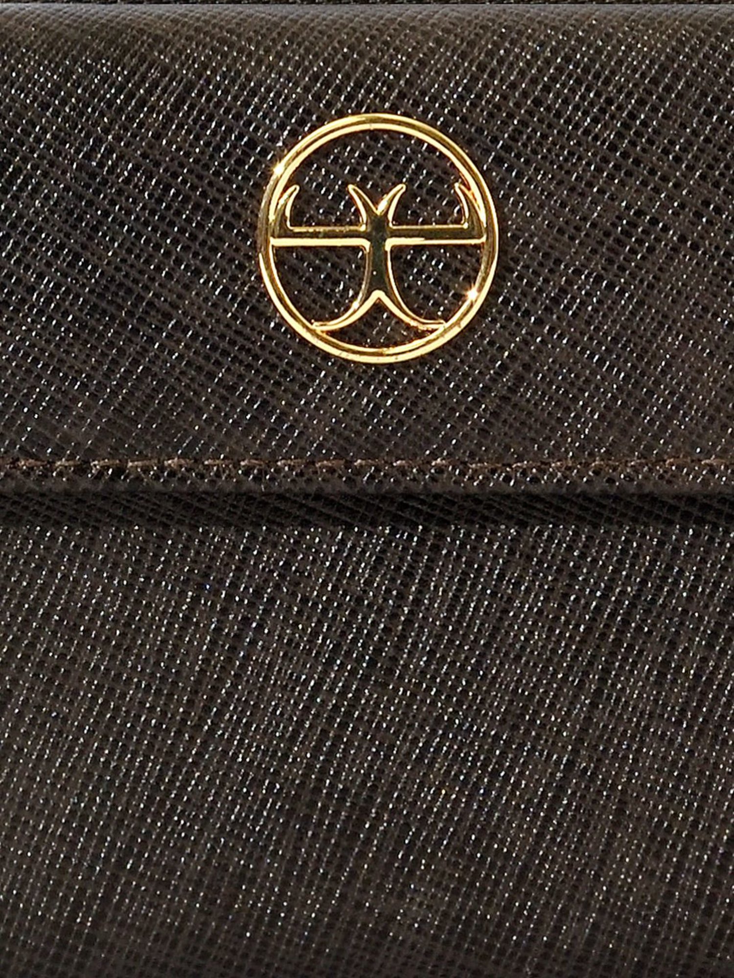 Eske Dark Brown Textured Zip Around Wallet for Women