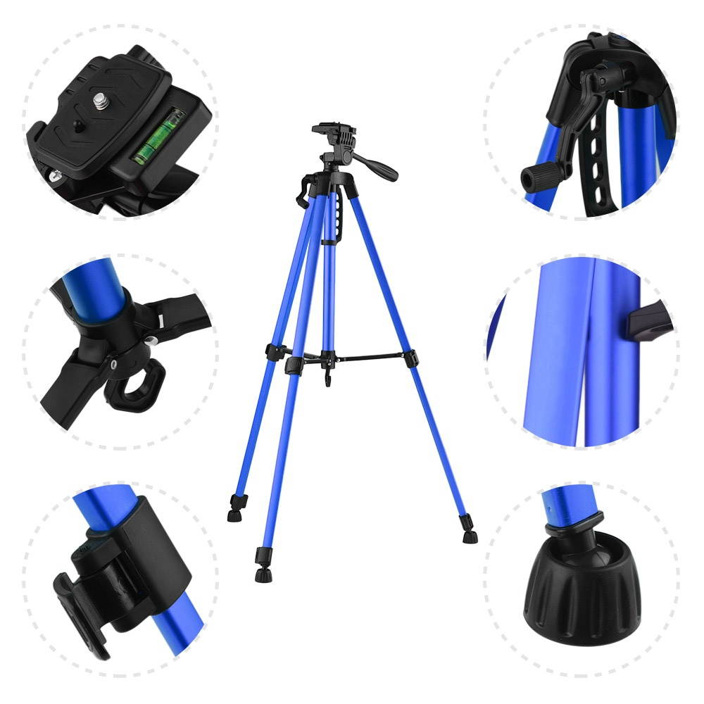 Andoer Lightweight Photography Tripod Stand Aluminum Alloy 3kg Load Capacity Max. Height 135cm/53in with Carry Bag Phone Holder for DSLR Camera Smartphone