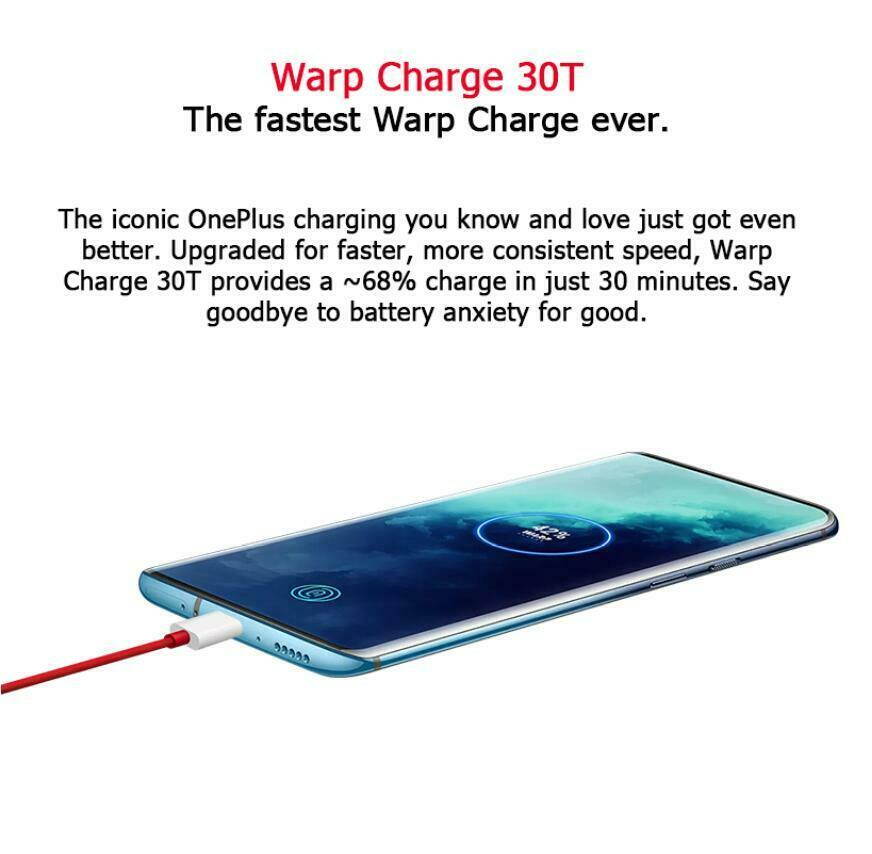 Original Global Version OnePlus 7T Pro 6.67" Dual-SIM 256GB/8GB Snapdragon 855+ 4085mAh Phone UFS 3.0 NFC Factory Unlocked(Haze Blue)