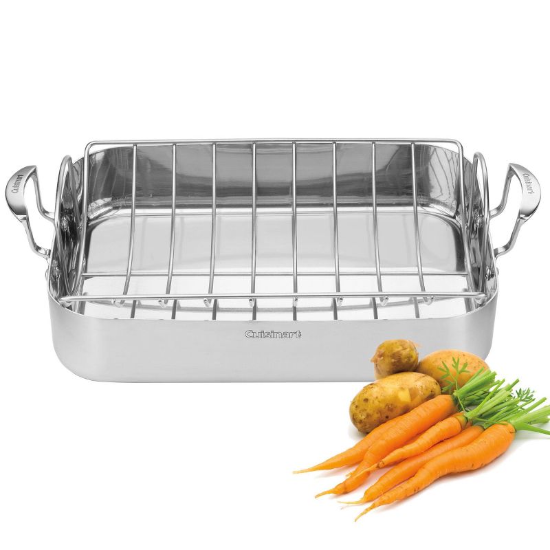 Cuisinart MultiClad Pro 16" Tri-Ply Stainless Steel Roasting Pan & Stainless Rack - MCP117-16BR