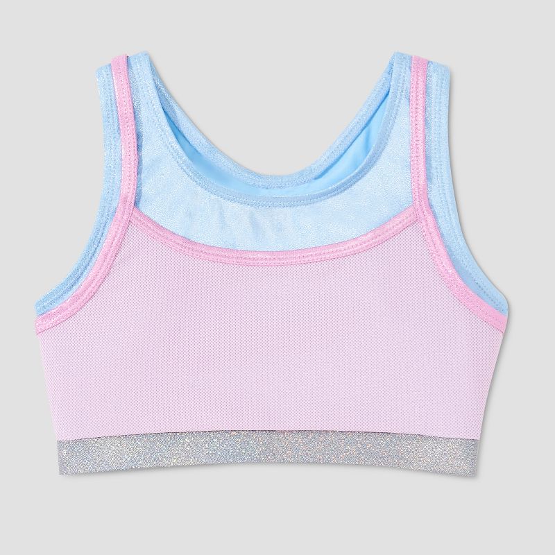 Girls' Microfiber Cross Back Sports Bra - All in Motion™ Teal/White M
