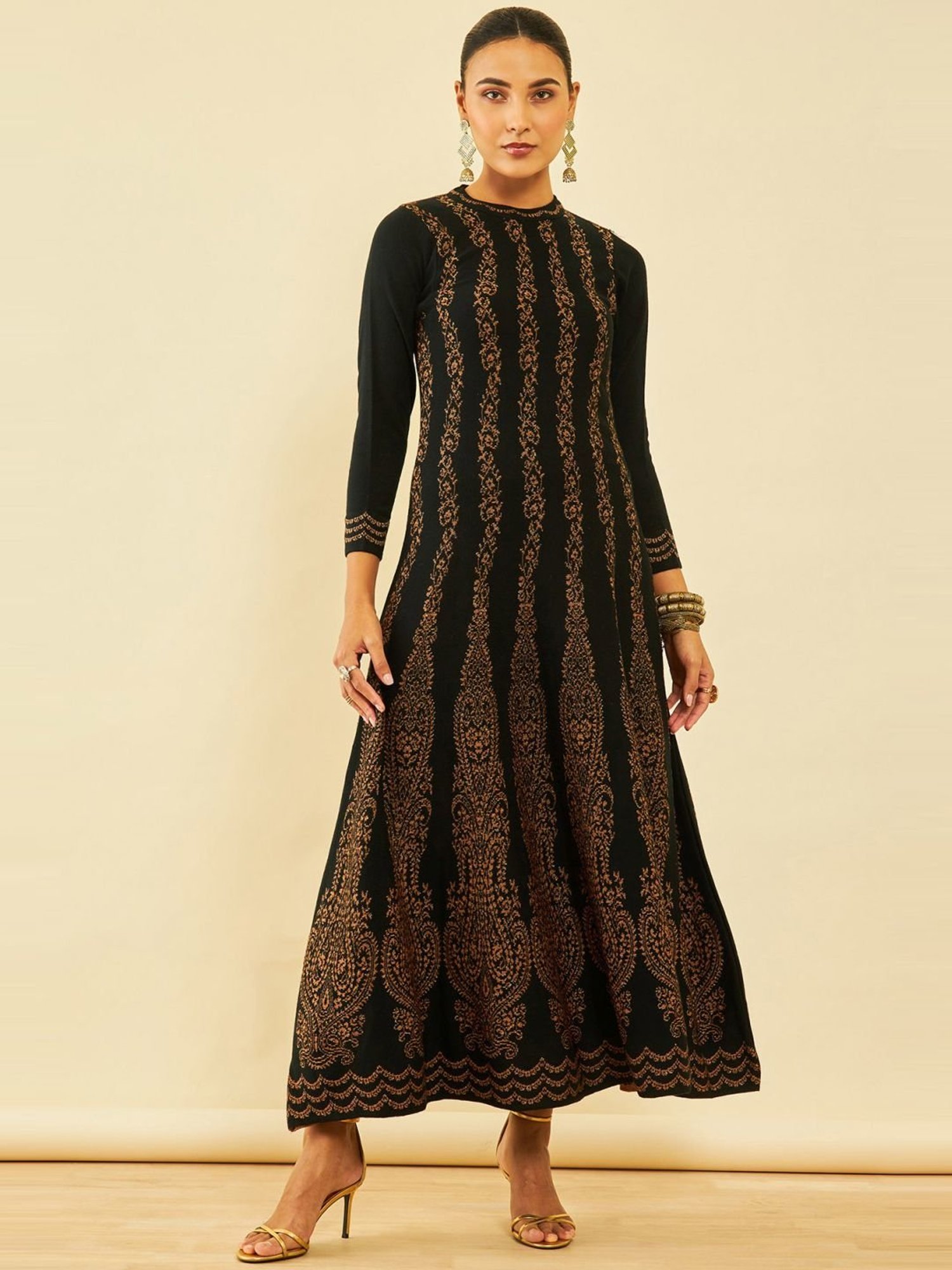 Saffron Threads Red Ethnic Dresses