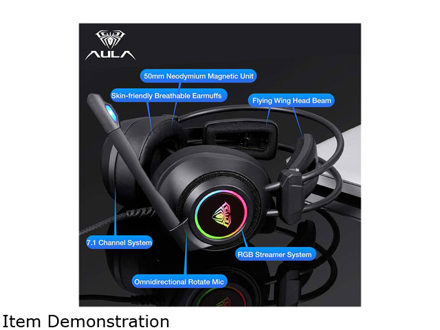 AULA S603 Wired Gaming Headset with Microphone Surround Sound, USB Dual 3.5mm Corded Volume Control Over-Ear Games Headphones, HD Noise Cancelling Mic for Phone PC/MAC Laptop