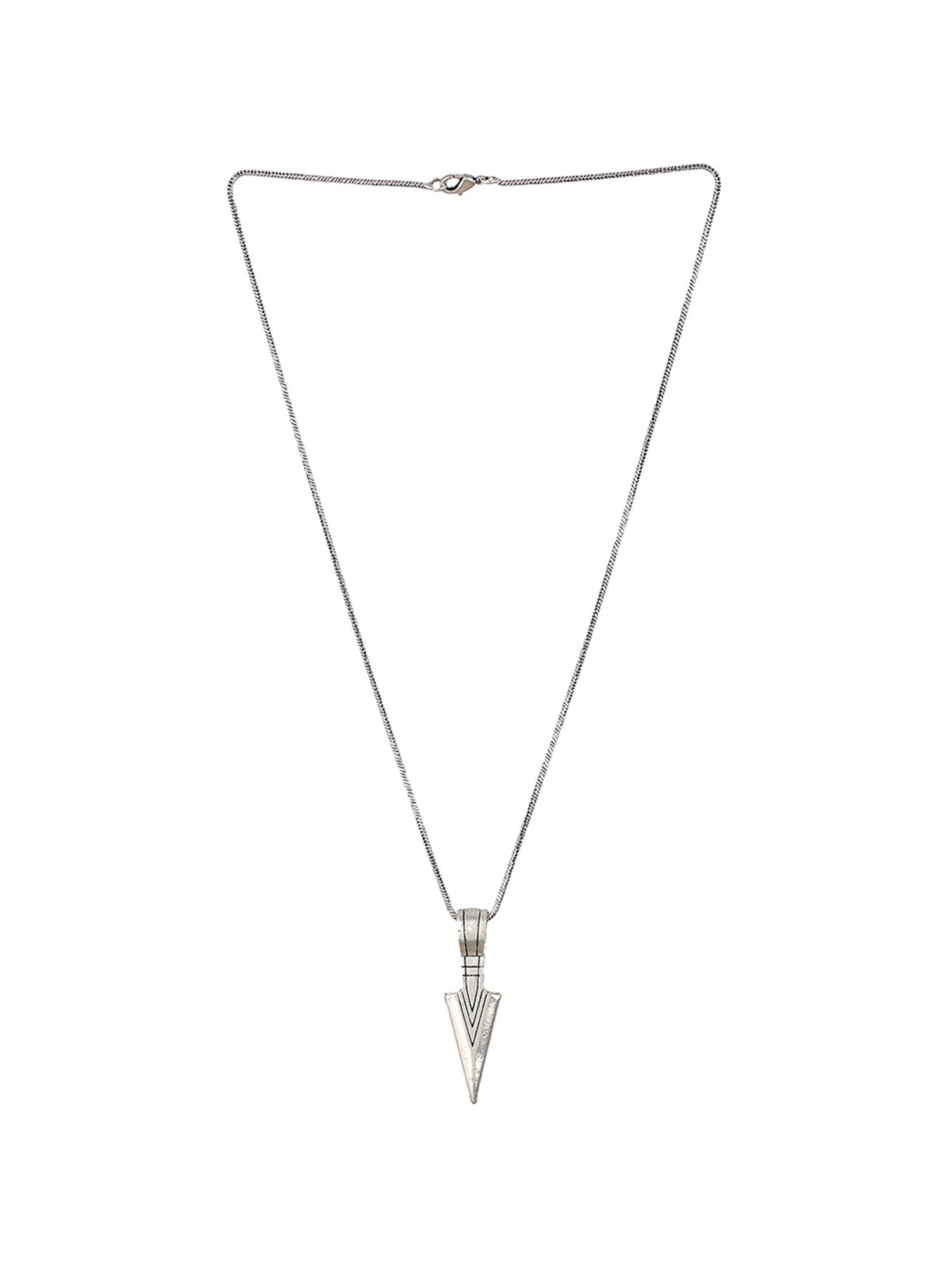 Bold by Priyaasi Striped Arrow Black Casual Pendant With Chain for Men