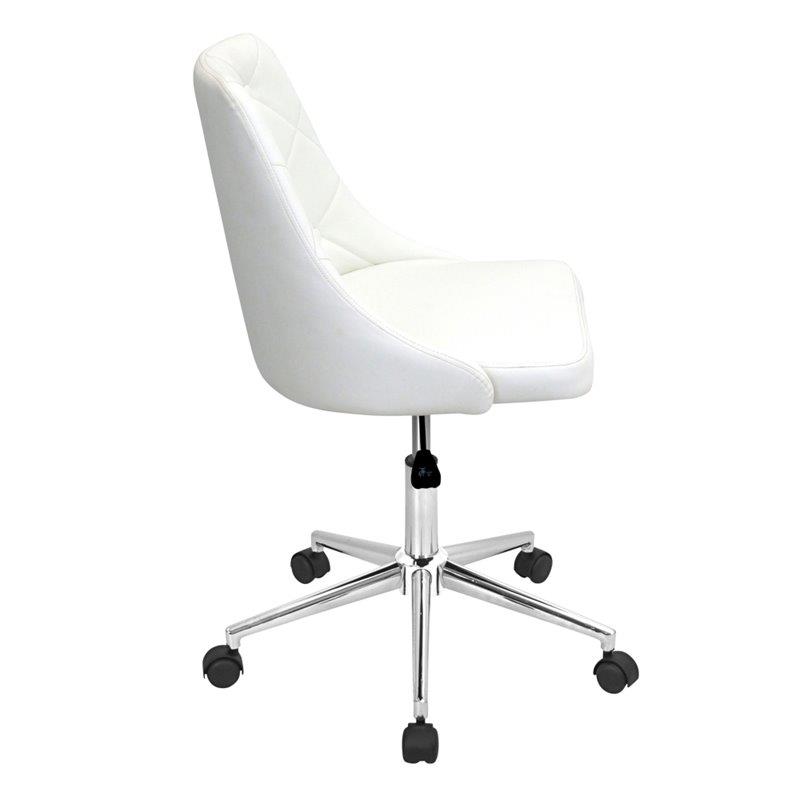 Lumisource Marche Upholstered Swivel Office Chair in White