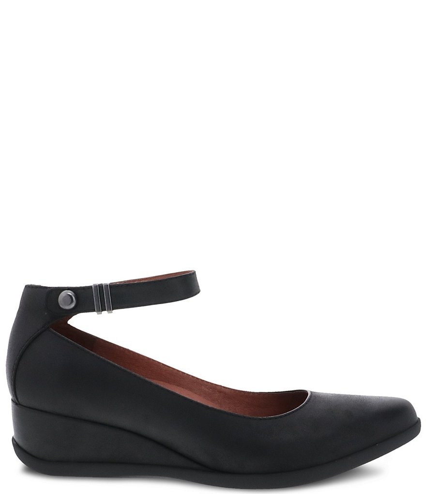 Dansko Shaylee Ankle Strap Waterproof Leather Wedge Pumps