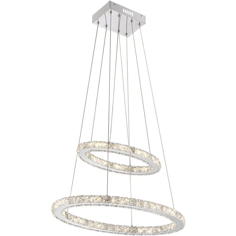 Glenna 23 3/4" Wide Chrome 2-Ring LED Pendant Light