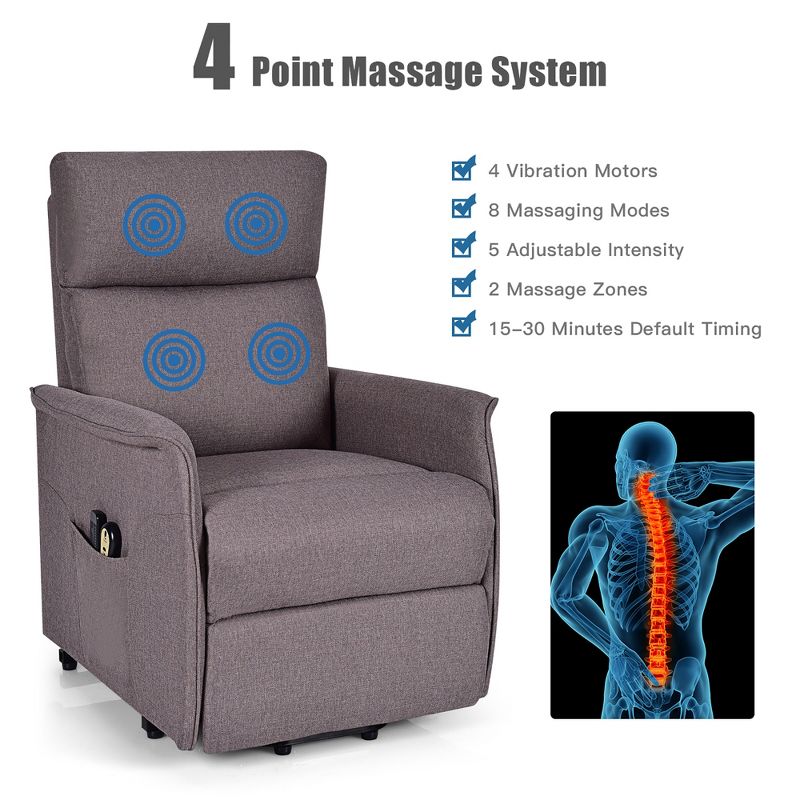 Costway Electric Power Lift Massage Chair Recliner Sofa Fabric Padded Seat Home