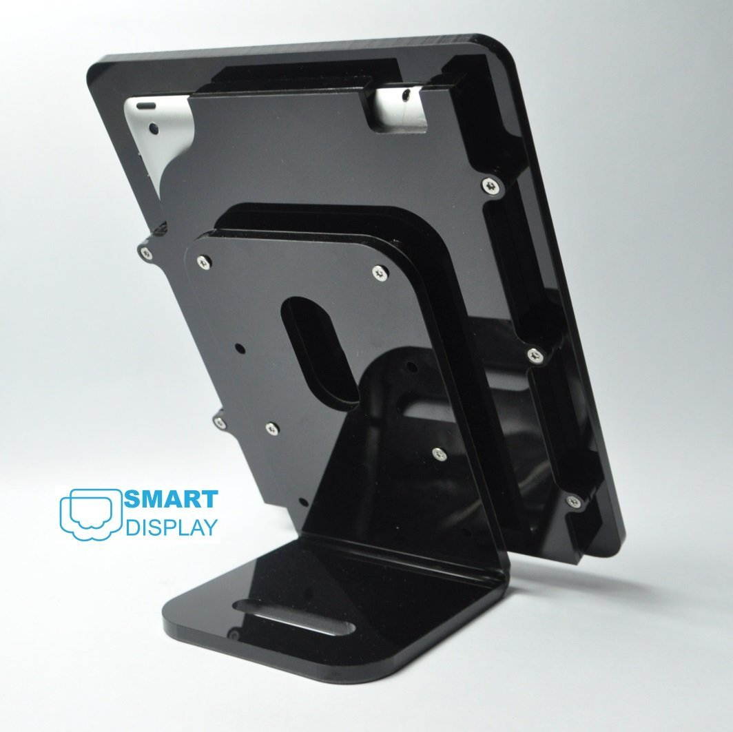 iPad 2/3/4 VESA Secureity Enclosure with Desktop Mount Stand, White Acrlyic material for POS, Kiosk, Store Display, Show Display, Square Card Reader