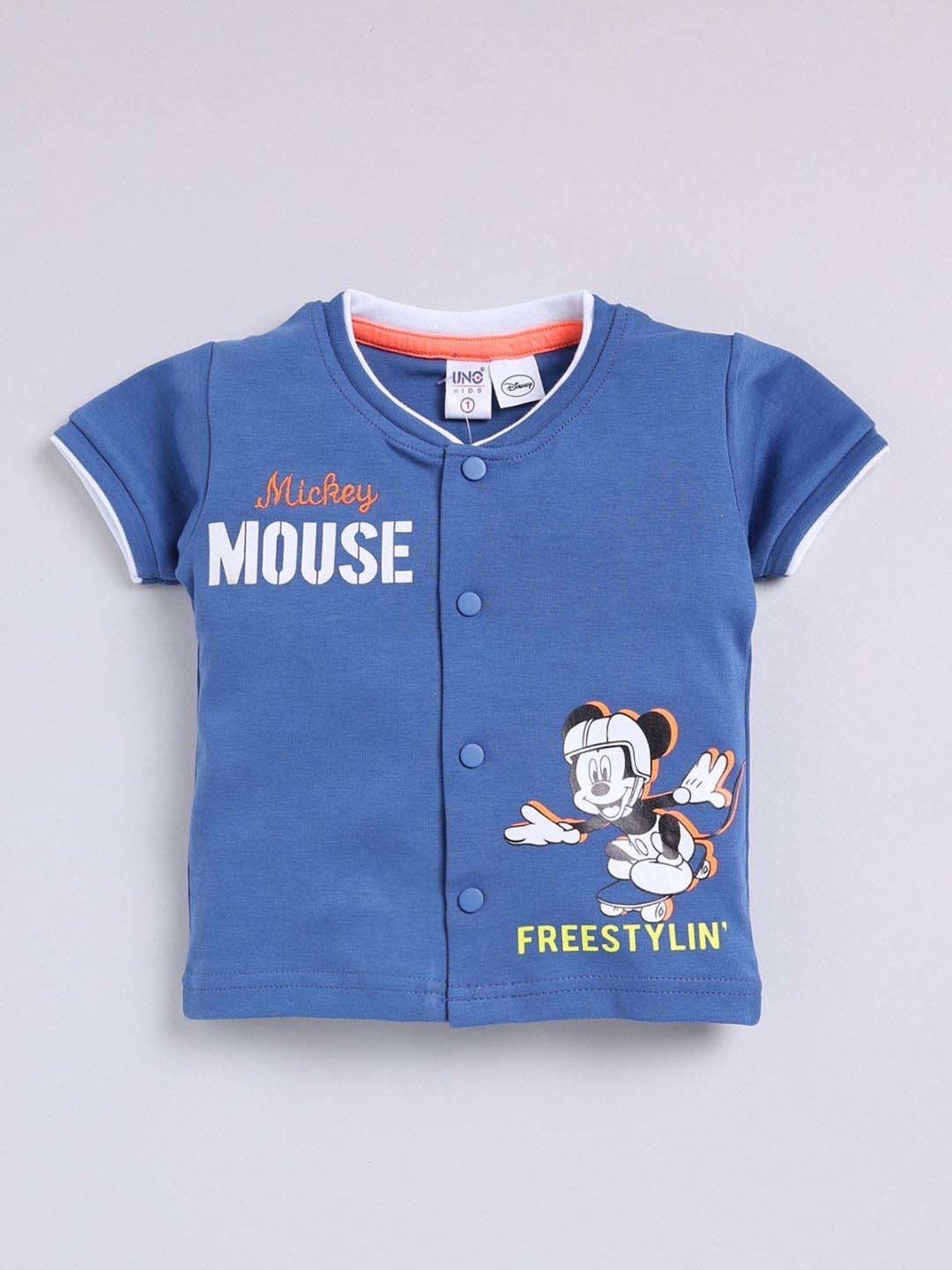 UNO KIDS Boys Blue & White Cotton Printed Top & Short sets