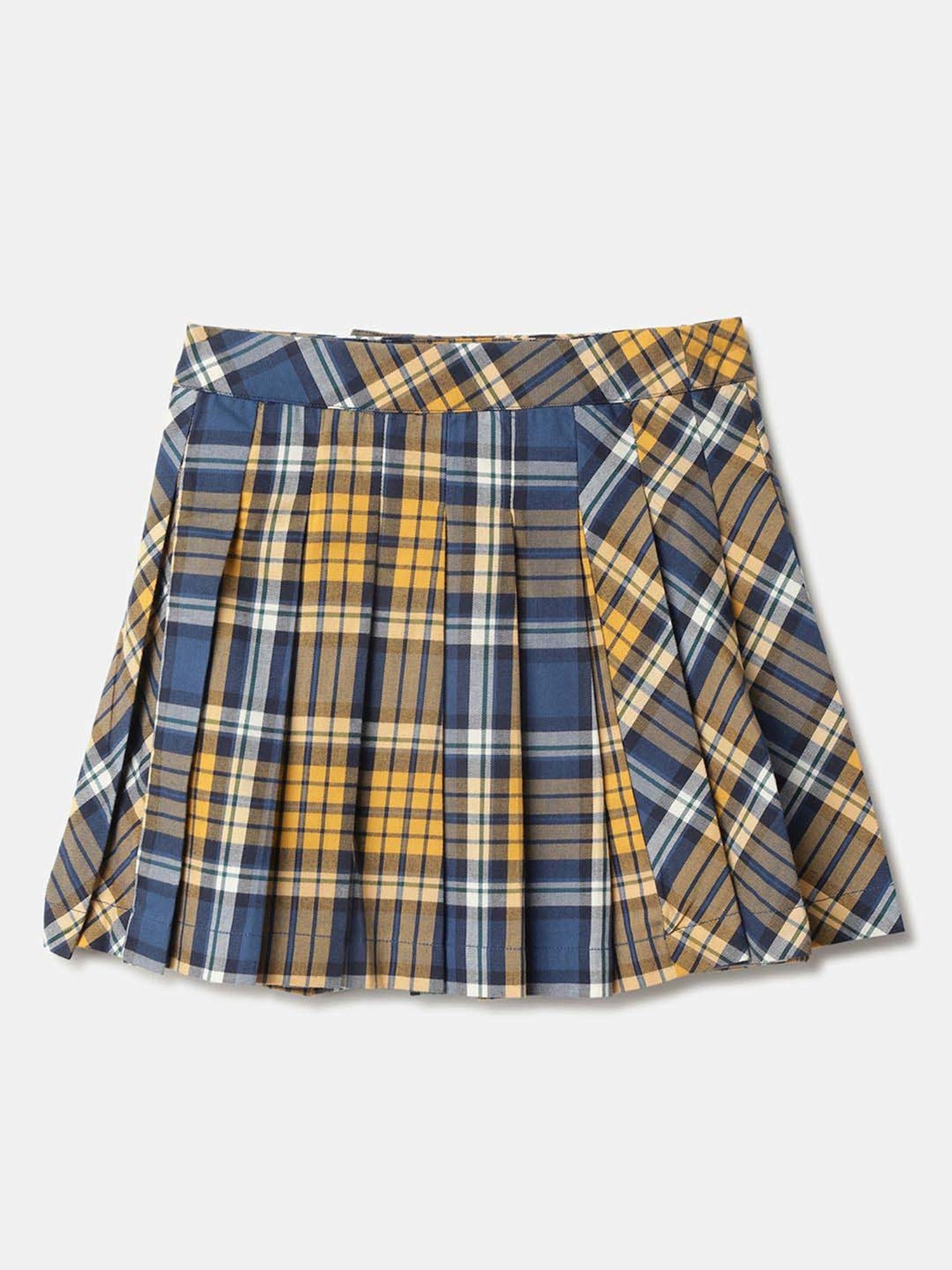 United Colors of Benetton Girls Multicolor Cotton Checks Skirt