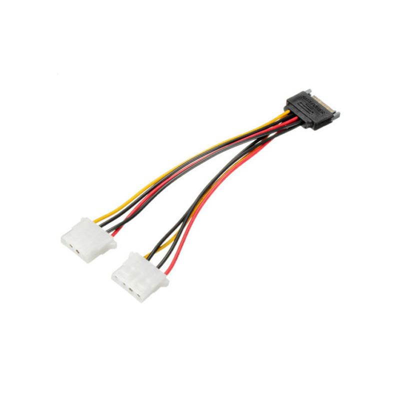 axGear SATA Power Male to Molex 4 Pin Female Splitter Cable 15 Pin to 2 x 4 Pin M-F Wire