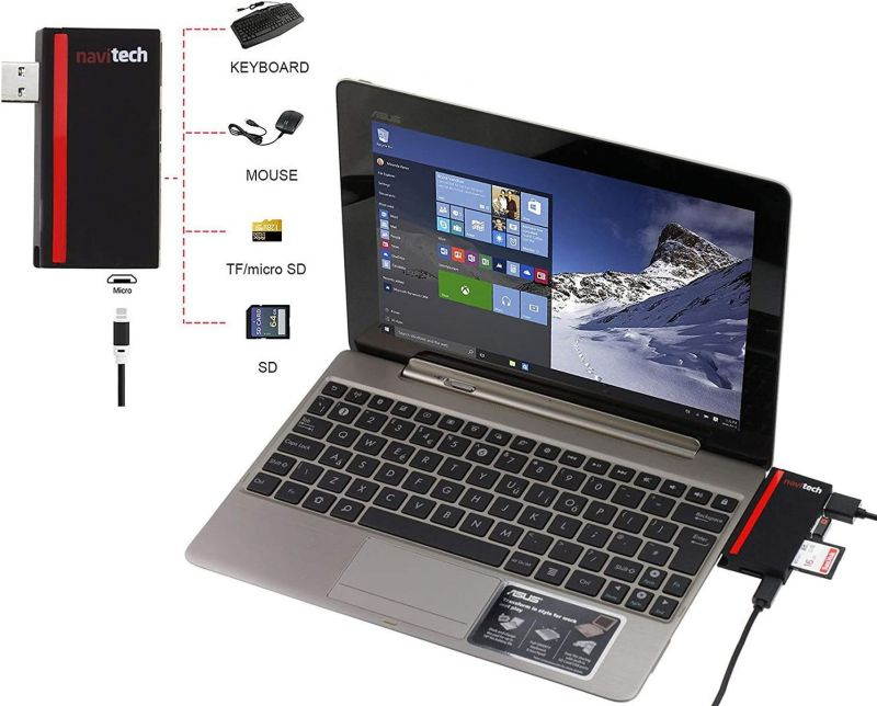 Navitech 2 in 1 Laptop/Tablet USB 3.0/2.0 HUB Adapter/Micro USB Input with SD/Micro SD Card Reader Compatible with The ASUS TUF Gaming FX505DY17.3 Inch