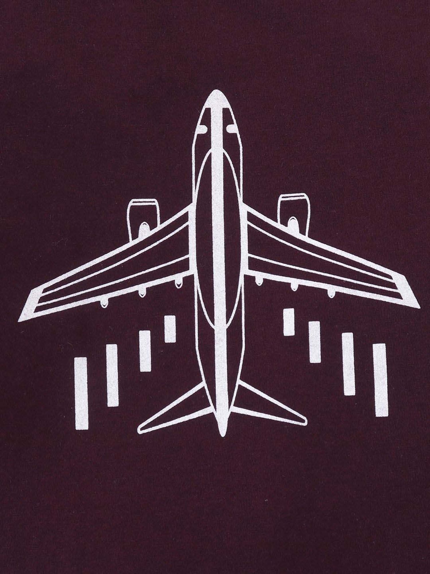 Nite Flite Boys Maroon & Navy Cotton Printed Full Sleeves T-Shirt Set