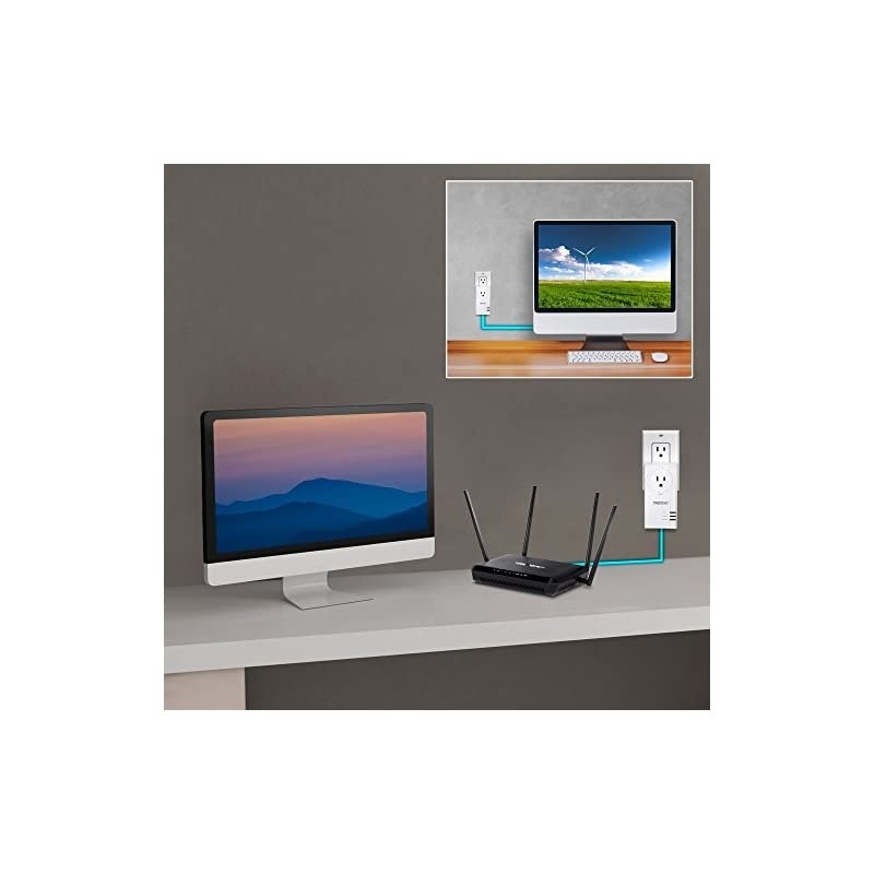 Powerline 1300 AV2 Adapter with Builtin Outlet Gigabit Port IEEE 19051 IEEE 1901 Range Up to 300m 984 ft TPL423E White