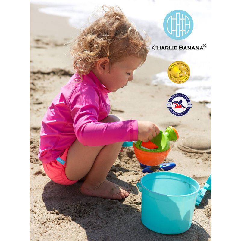 Charlie Banana Reusable Easy Snaps Swim Diaper, Hot Pink - L