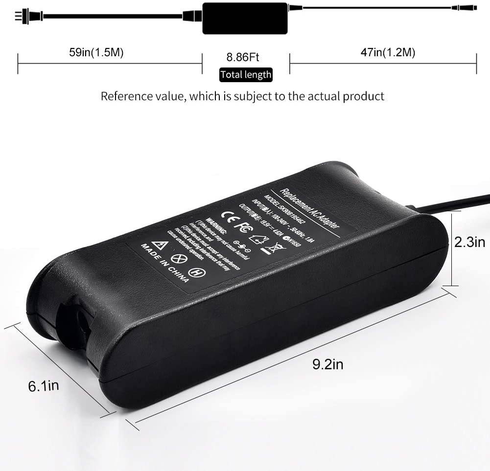 AC Adapter Laptop Charger 90W 19.5V 4.62A Power Supply Cable for Dell Latitude E6430 Charger for E6420 E6330 E6400 E6530 E7450 Inspiron 15 14R 15R 17R 8600 Computer Charger