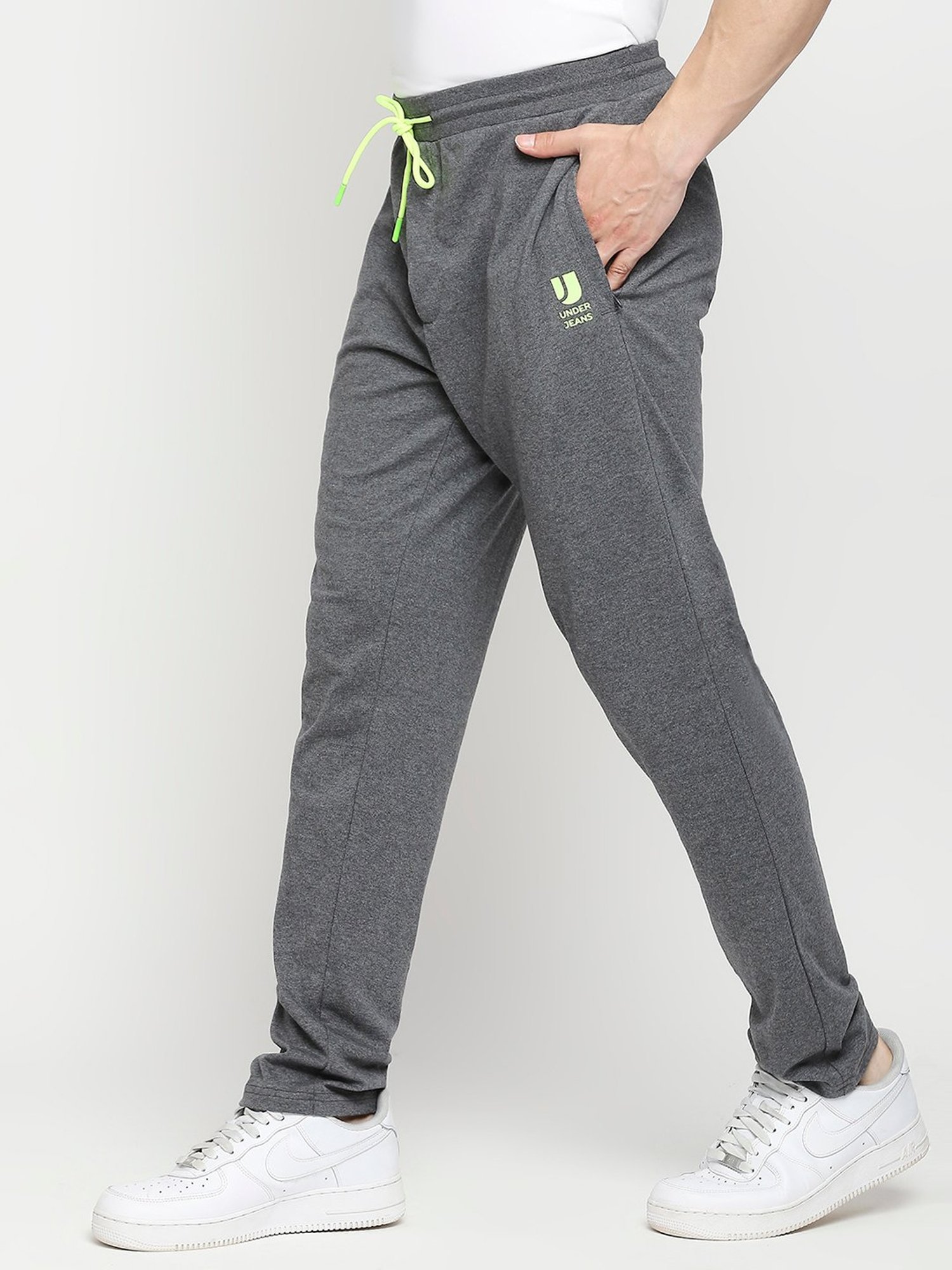UnderJeans by Spykar Grey Cotton Regular Fit Trackpants