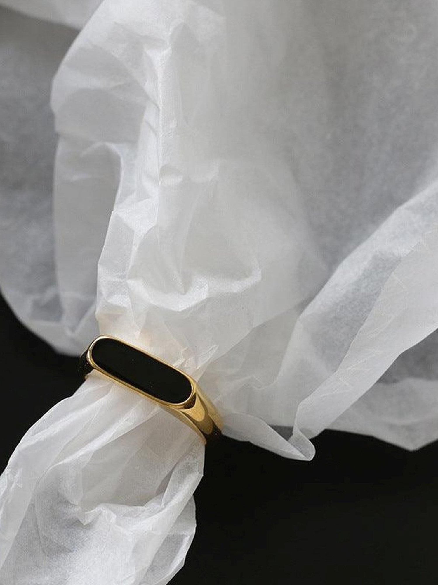 Palmonas Black Bar 18k Gold-Plated Ring