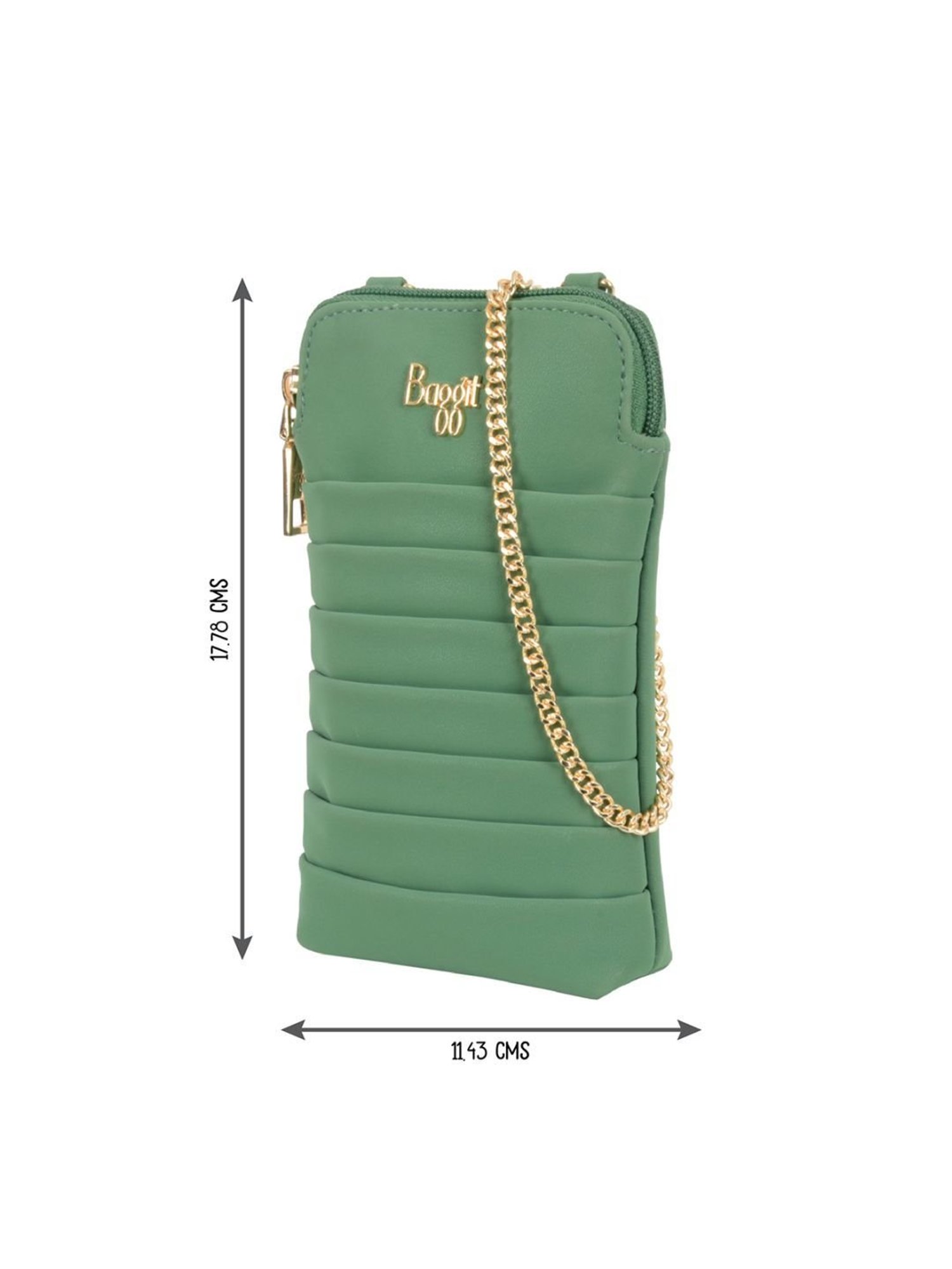 Baggit Camily Green PU Solid Mobile Pouch