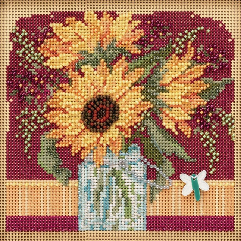 Mill Hill Buttons & Beads Counted Cross Stitch Kit 5"X5"-Sunflower Bouquet (14 Count)