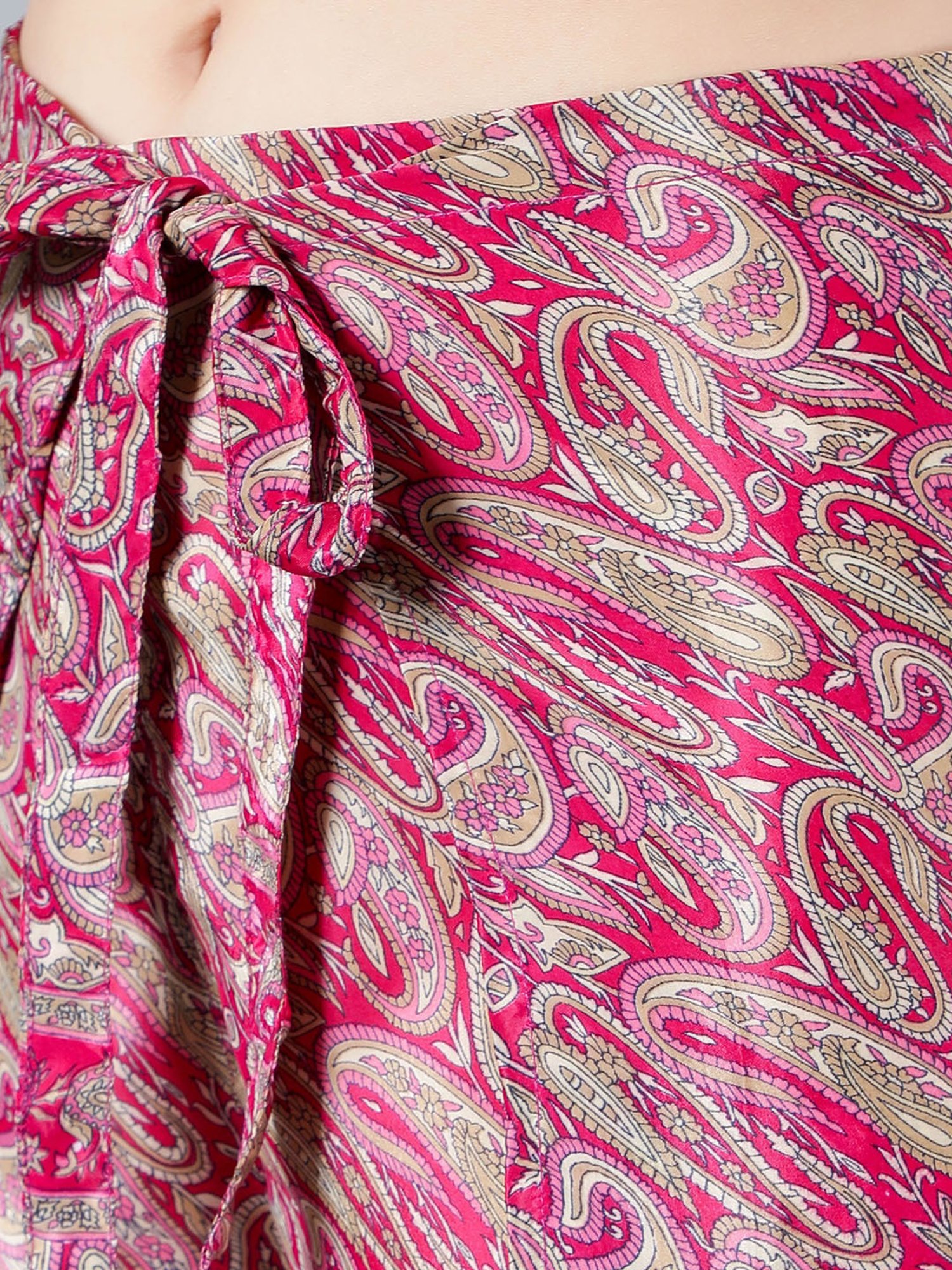 Aditi Wasan Maroon Printed Relaxed Fit Mid Rise Trousers