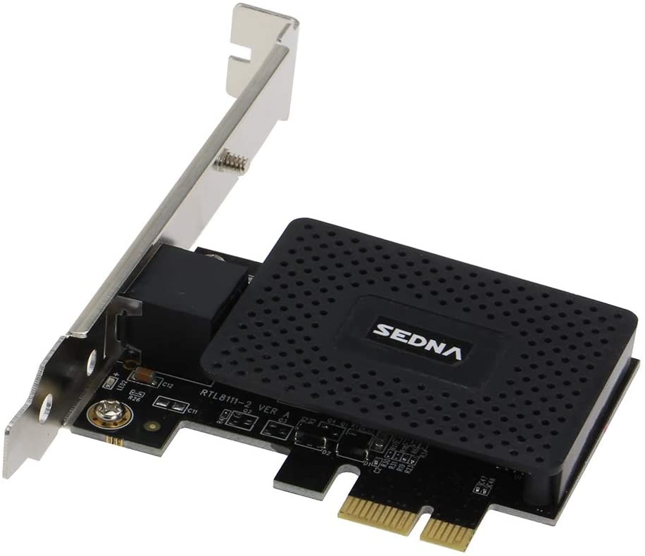 Sedna - PCIE 10/100/1000Mbps Gigabit Ethernet Adapter (LAN Card) with Plastic Protective Cover and Low Profile Bracket (Realtek 8111 Chipset)