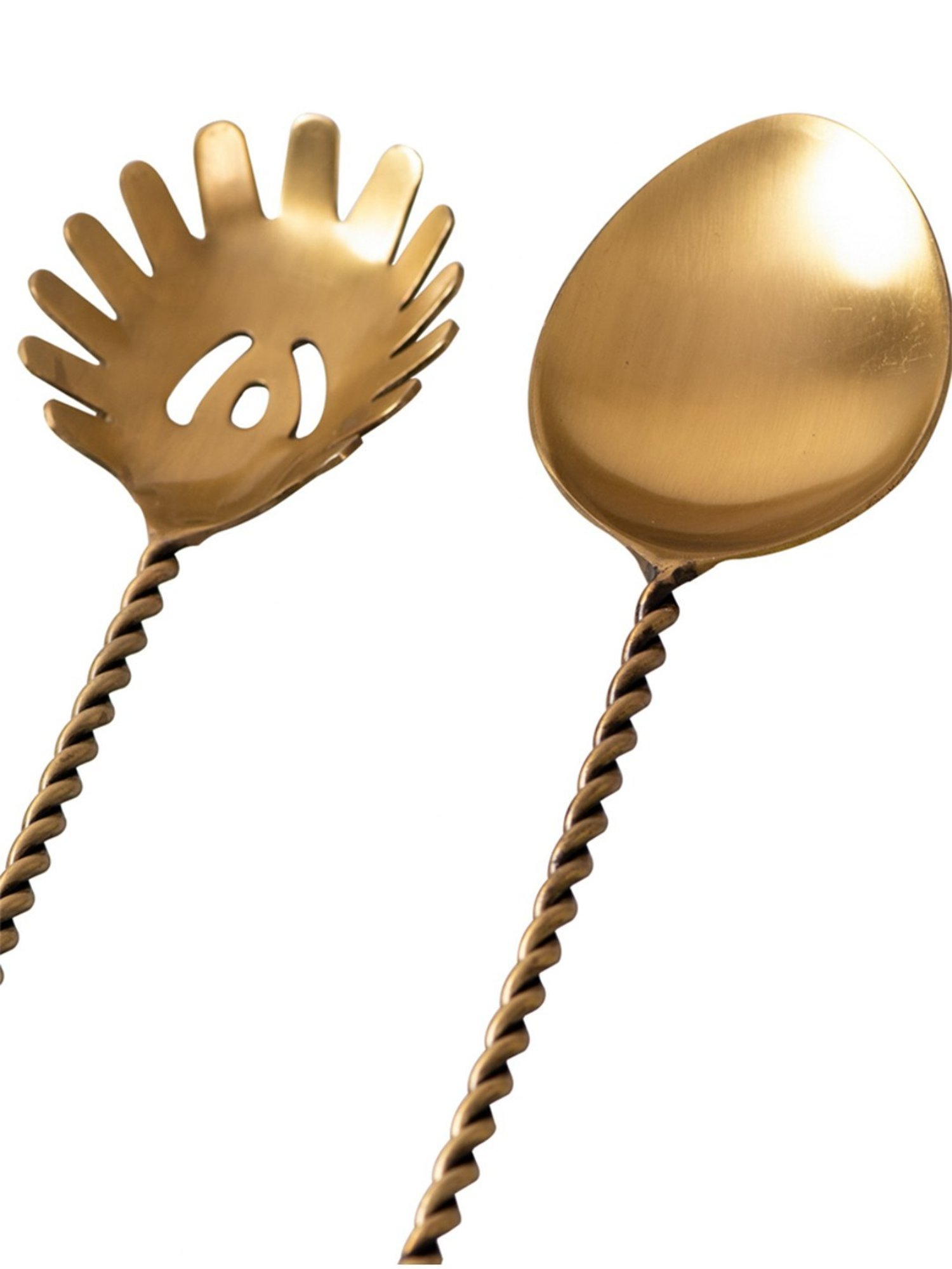 Nestroots Salad Serving Spoon Set with Long Handle Set of 2 for Dining Table Kitchen Serving Gold