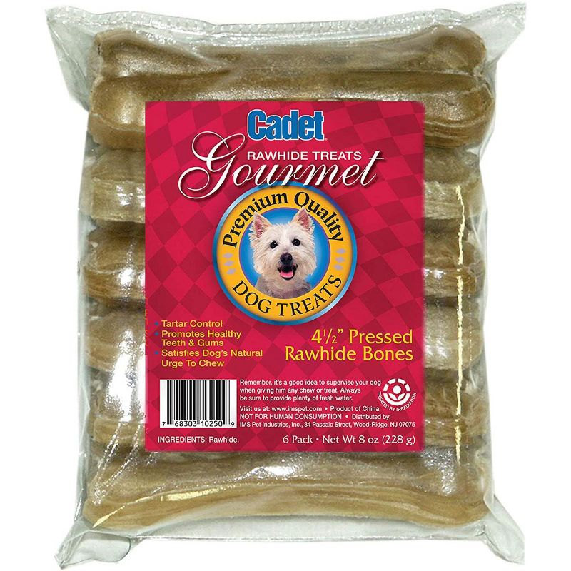 Cadet 4.5 Inch Pressed Rawhide Bones (6 Pack)