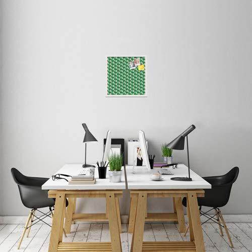 PinPix custom printed pin cork bulletin board made from canvas, Baus Green Beige 20x20 Inches (Completed Size) and framed in Satin White Frame (PinPix-Group-65)