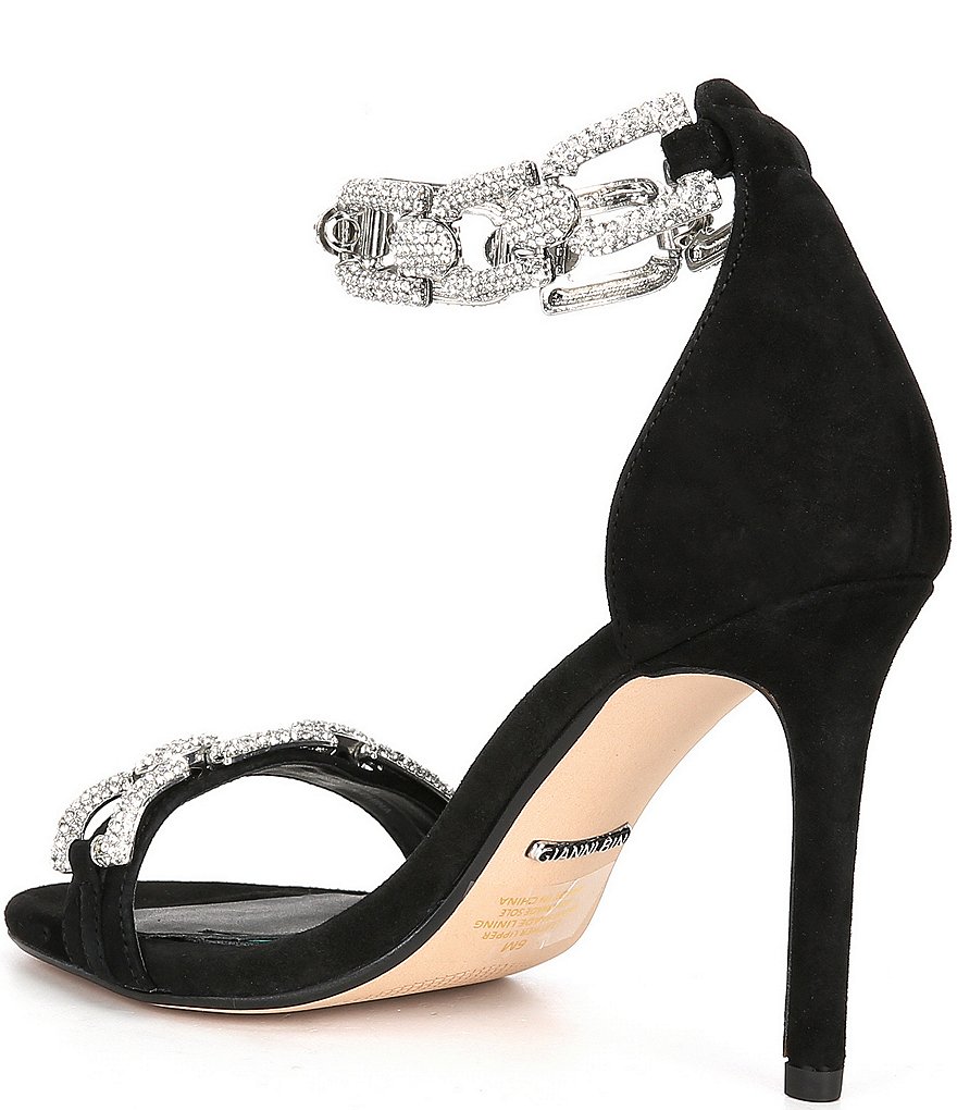 Gianni Bini Vivvia Suede Rhinestone Chain Detail Dress Sandals