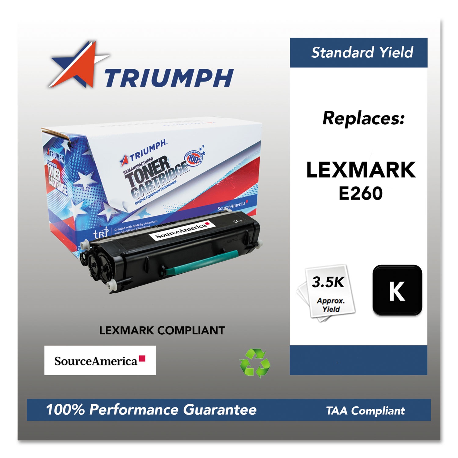 Triumph Remanufactured E260A11A (E260) Toner Cartridge -  Black Toner Cartridge