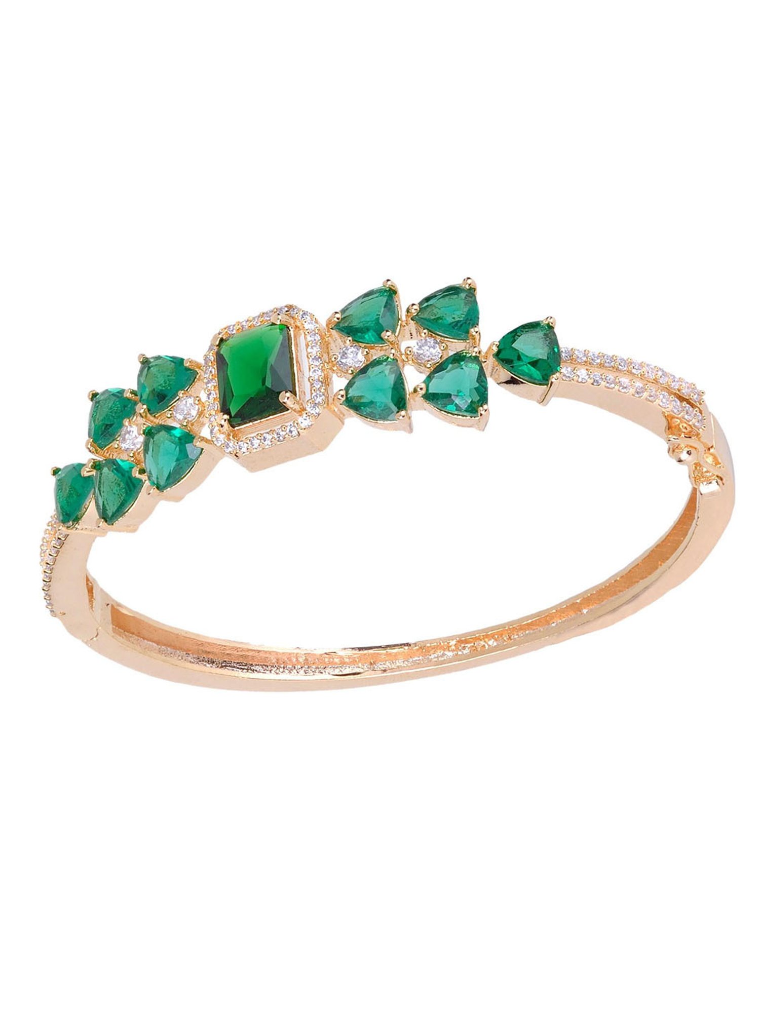 Saraf Jewellery Gold plated with Green American Diamond handcrafted Bracelet for Women & Girls