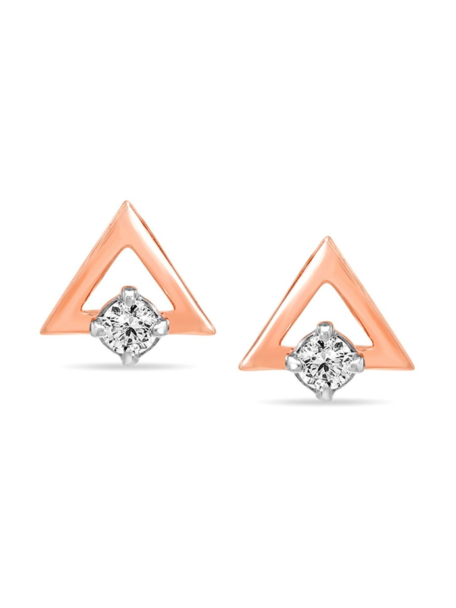 Mia by Tanishq Nature's Finest 14k Gold Triangle Treasure Diamond Stud Earrrings for Women