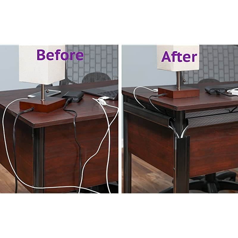 J Channel Desk Cable Organizer by  10 Black Raceway Channels Cord Cover Management Kit for Desks Offices and Kitchens