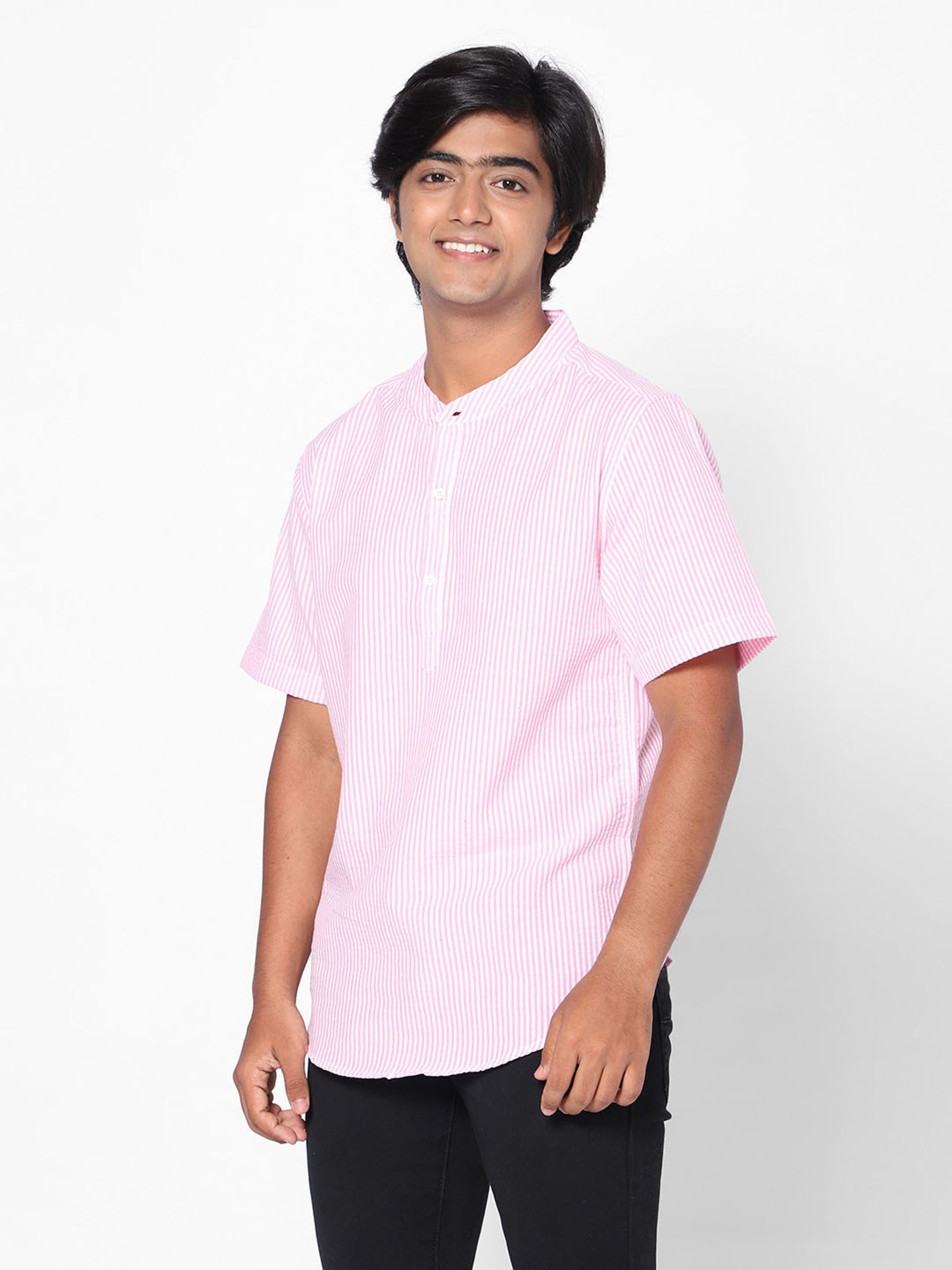 TeenTrums Boys Pink Striped Shirt