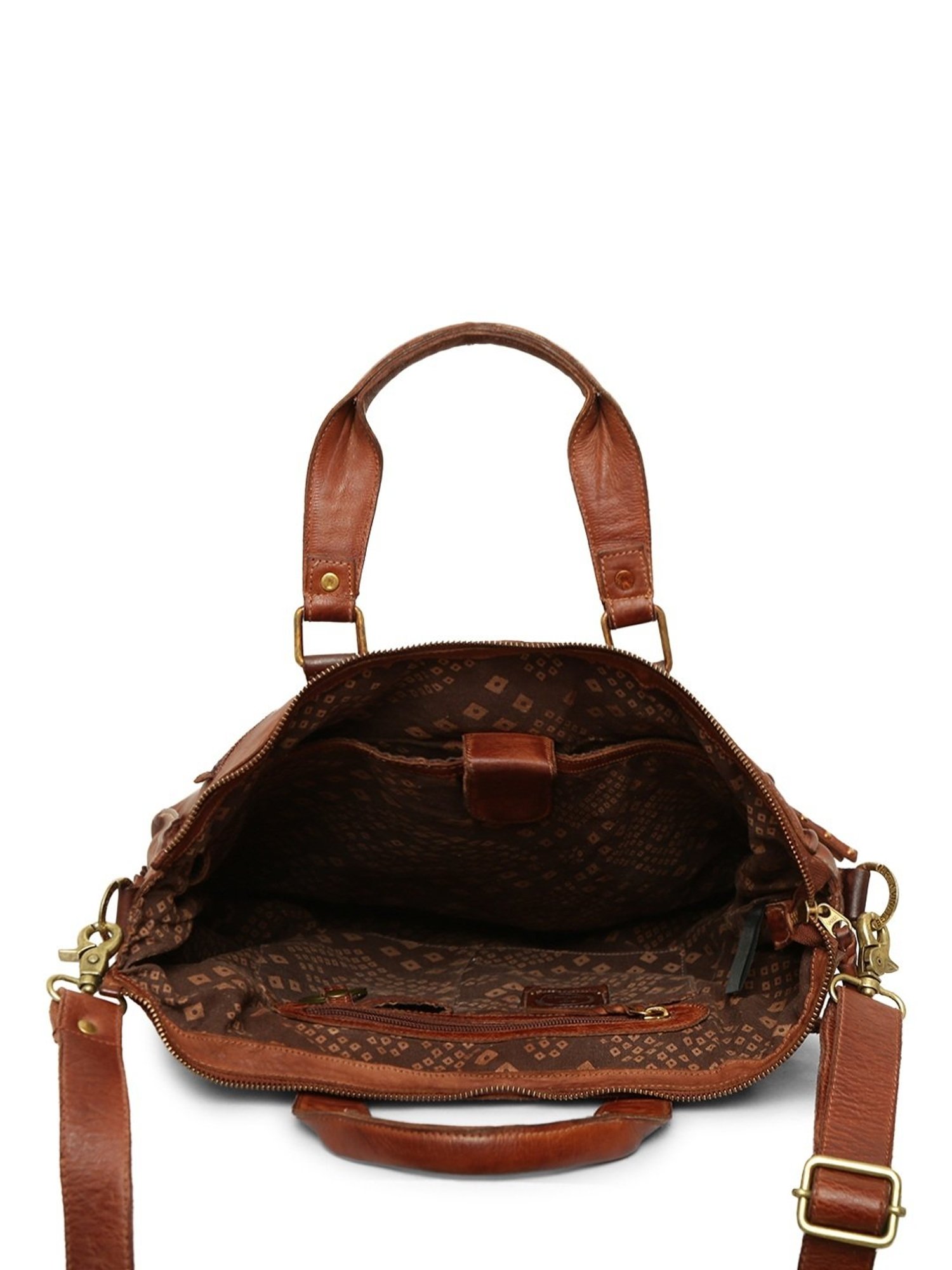 Art N Vintage Silvia Cognac Leather Embellished Medium Sling Handbag