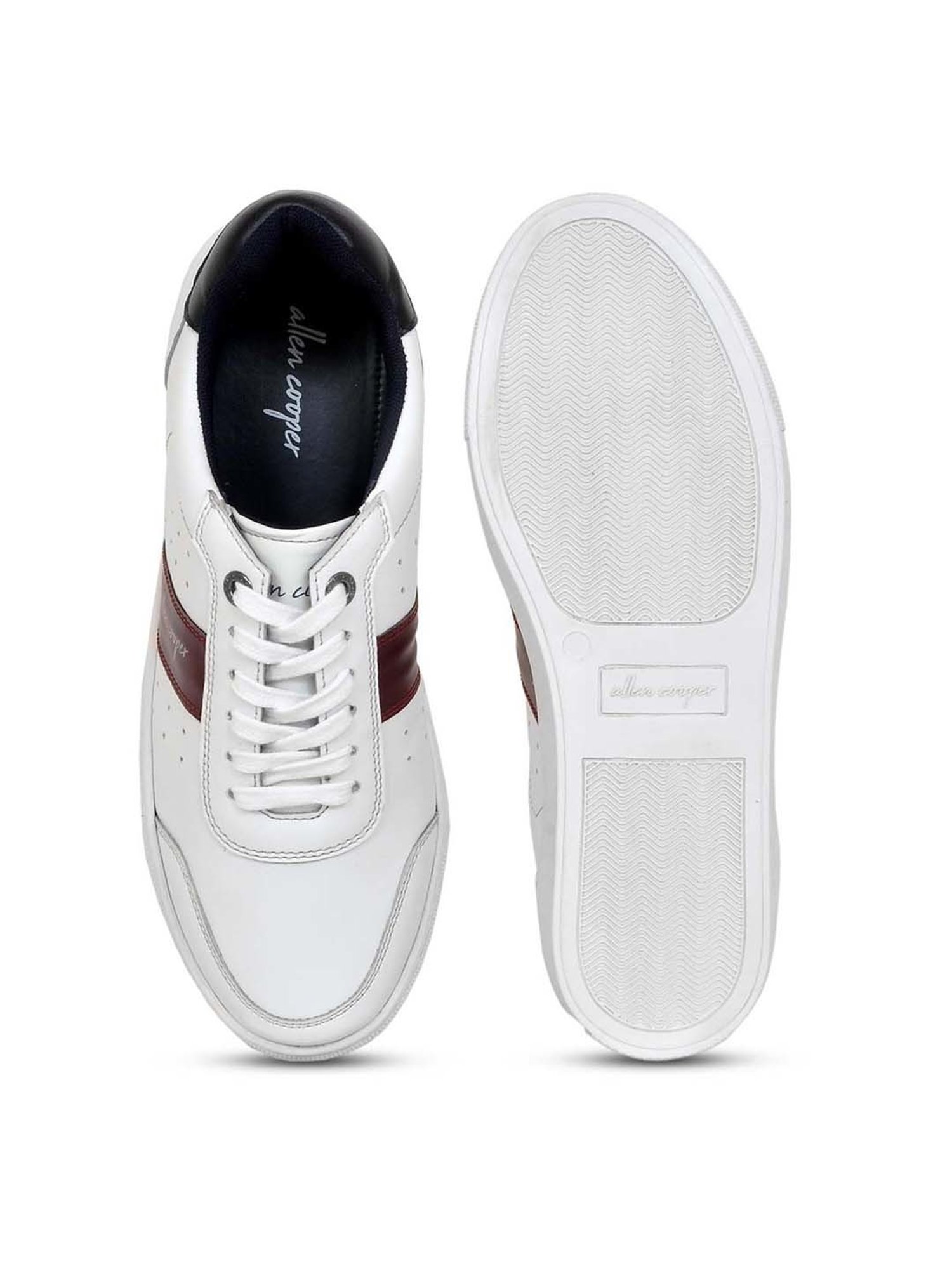 Allen cooper Men's White Casual Sneakers