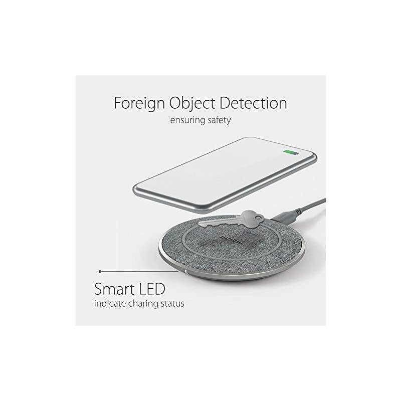 Otto Q Wireless Charger, Qi-Certified, Soft Textured Fabric, Fast Wireless Charging 15W Max Compatible with Galaxy 21, iPhone 12, iPhone 11, AirPods Pro, Note, Pixel (No AC Adapter)