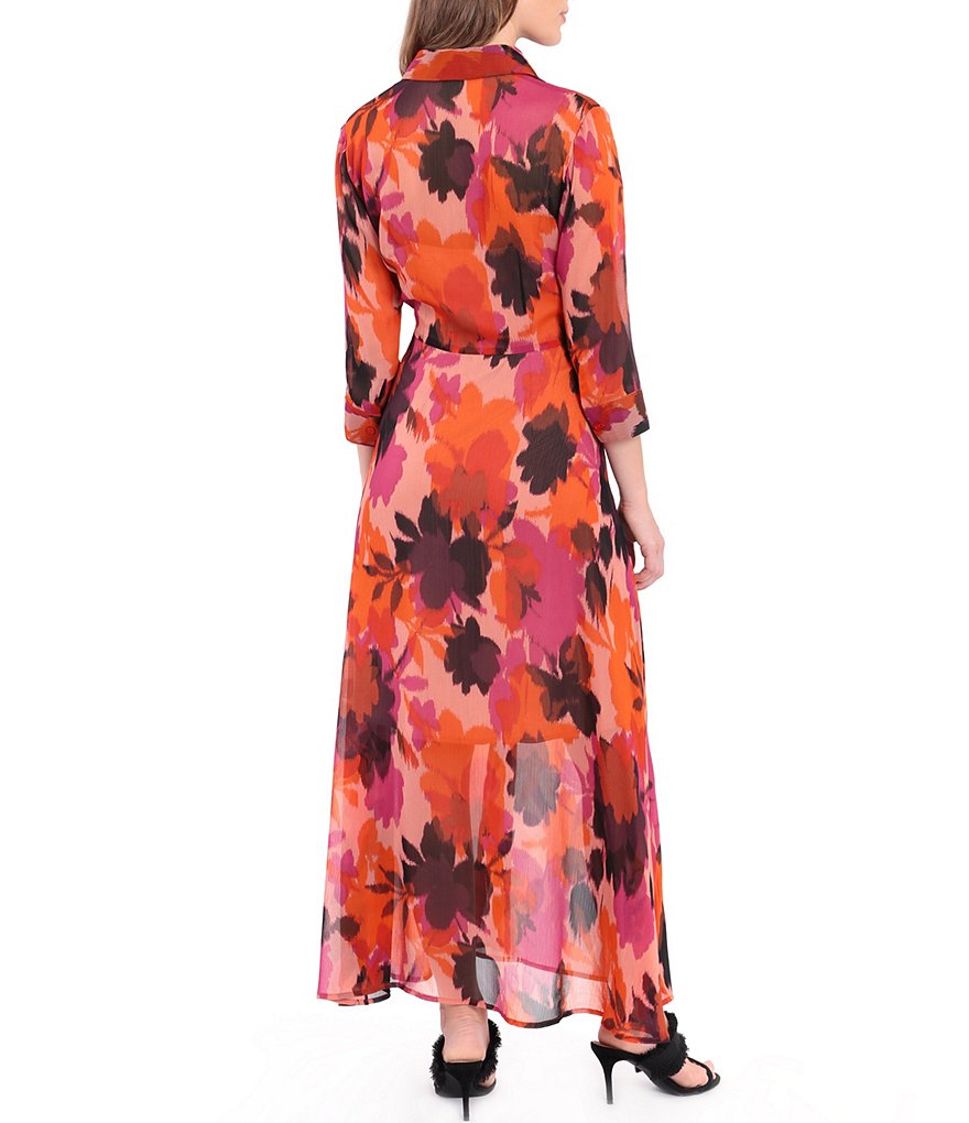 Donna Morgan Floral Button Front Shirt Maxi Dress