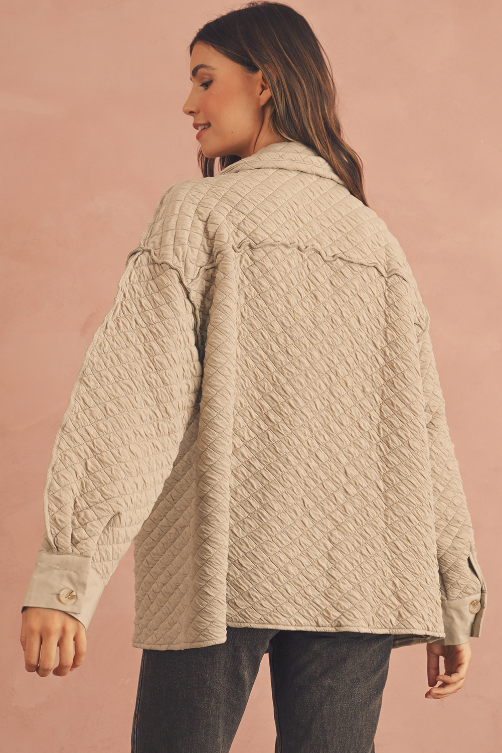 Brown Plaid Button Up Long Sleeve Flannel Shacket