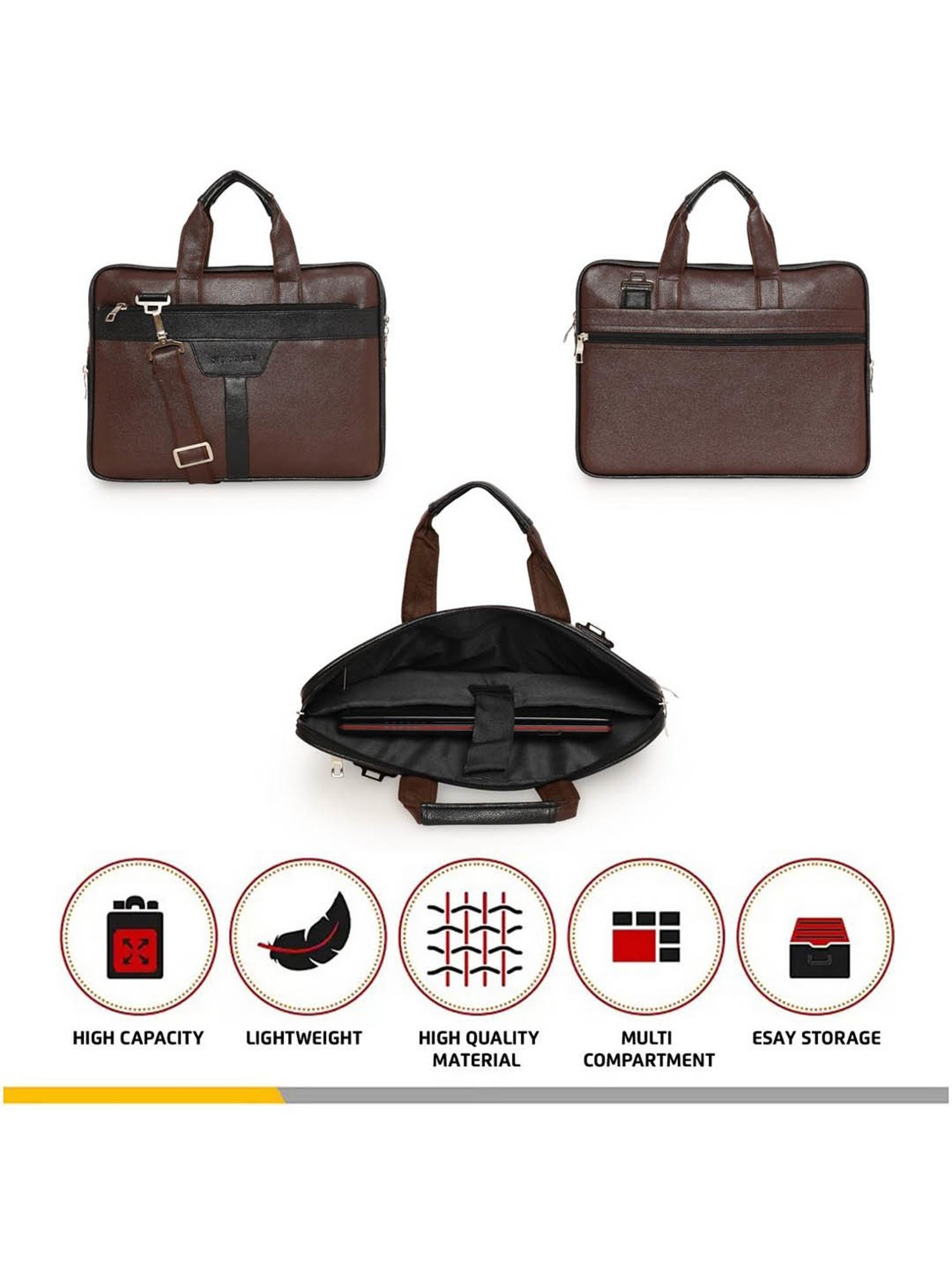 Priority Brown Synthetic Large Messenger Bag