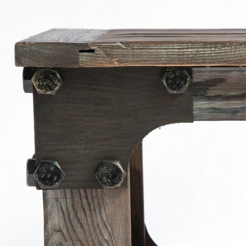 Vintiquewise Industrial Wagon Style Small Rustic End Table with Storage Shelf and Wheels