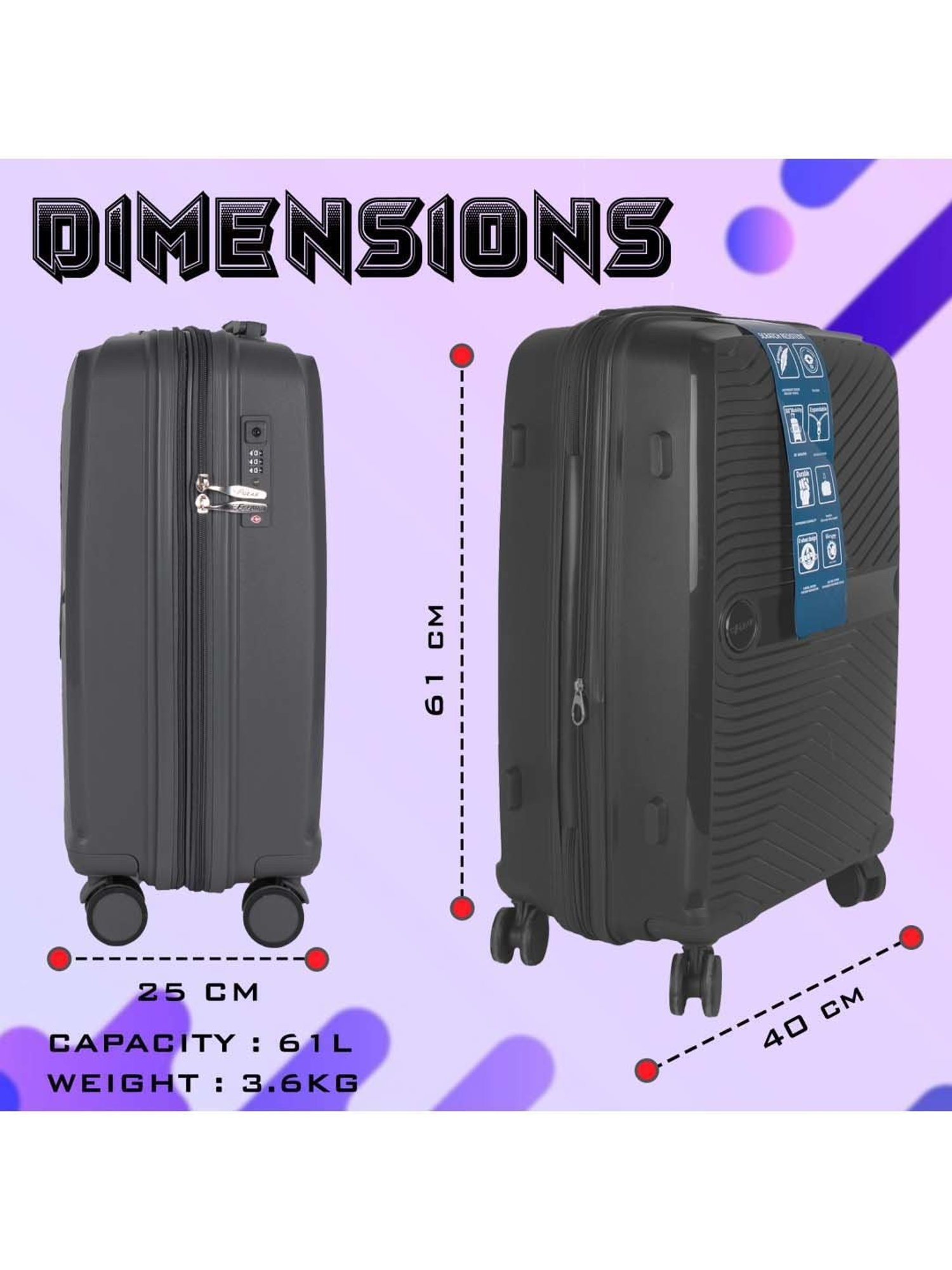 F Gear 4 Wheel Medium Hard Cabin Trolley - 40 cm