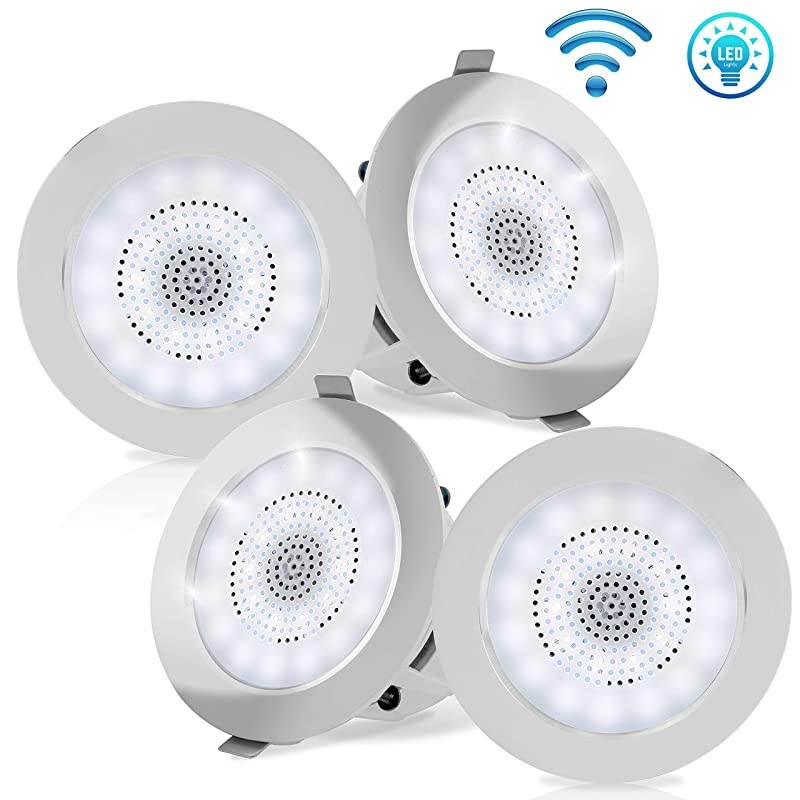 35 Ceiling Wall Mount Speakers 2Way Full Range Sound Stereo Speaker Flush Design wBluetooth LED Light Aluminum Frame Housing 60Hz 20kHz Frequency Response 280 Watts Peak  PDIC4CBTL35B