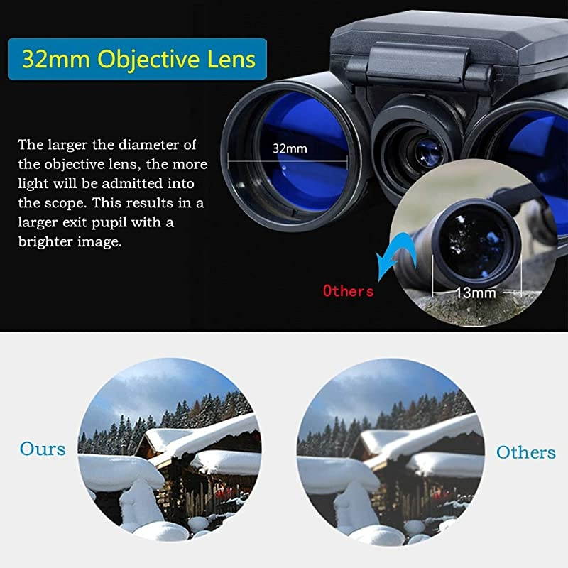 Binoculars Camera Telescope Camera 2" LCD Display 12x32 5MP Video Photo Recorder with Free 8GB Micro SD Card for Watching Bird Football Game Concert