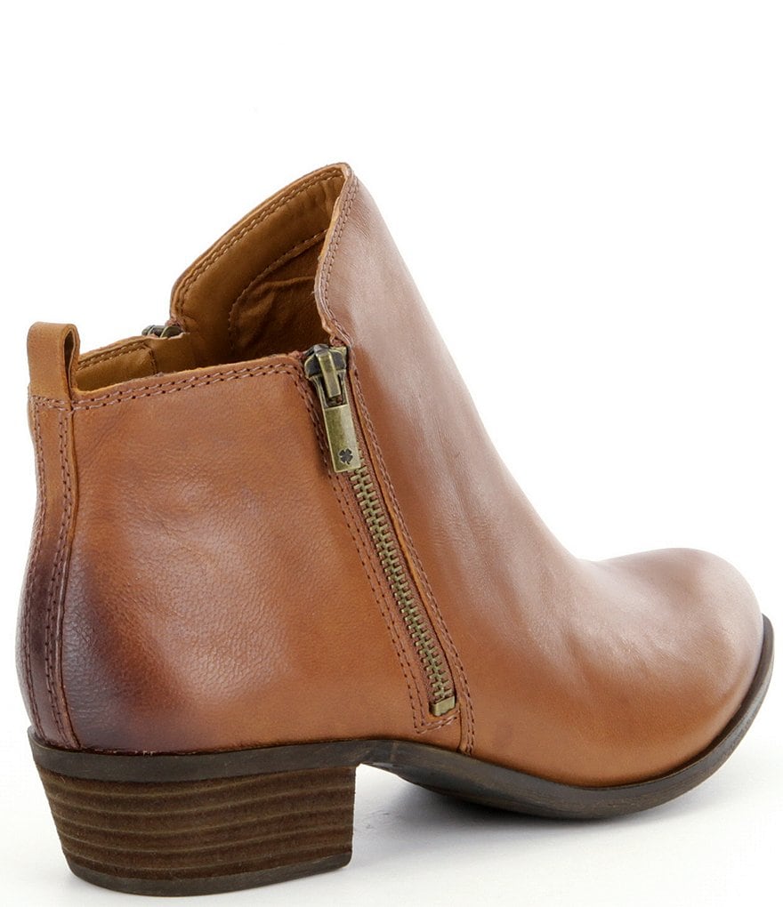 Lucky Brand Basel Smooth Leather Side Zip Block Heel Booties