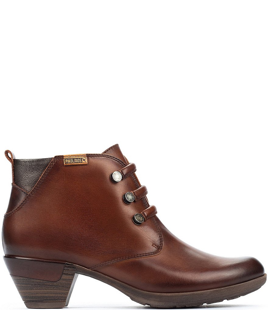 Pikolinos Rotterdam 902 Leather Side Zip Block Heel Booties