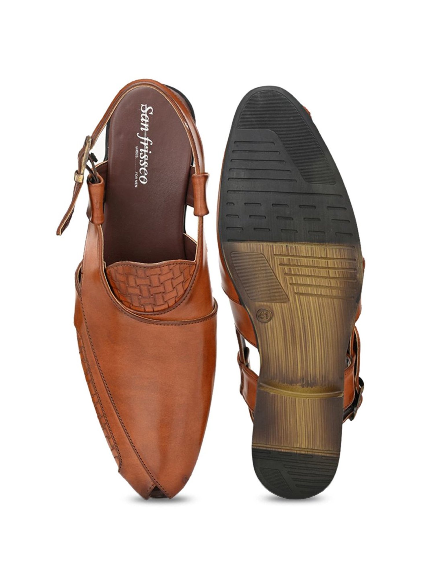 San Frissco Men's Skull Brown Back Strap Sandals