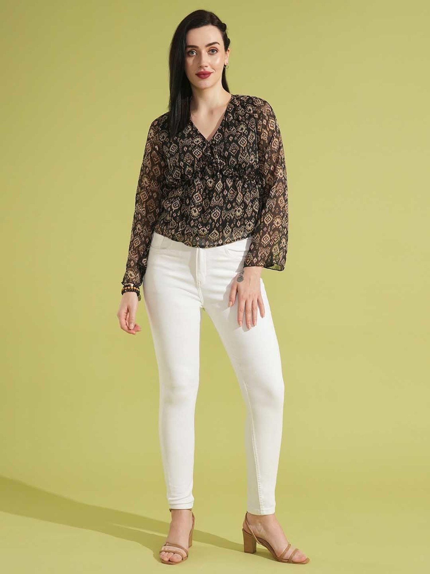 Globus Black Printed Top